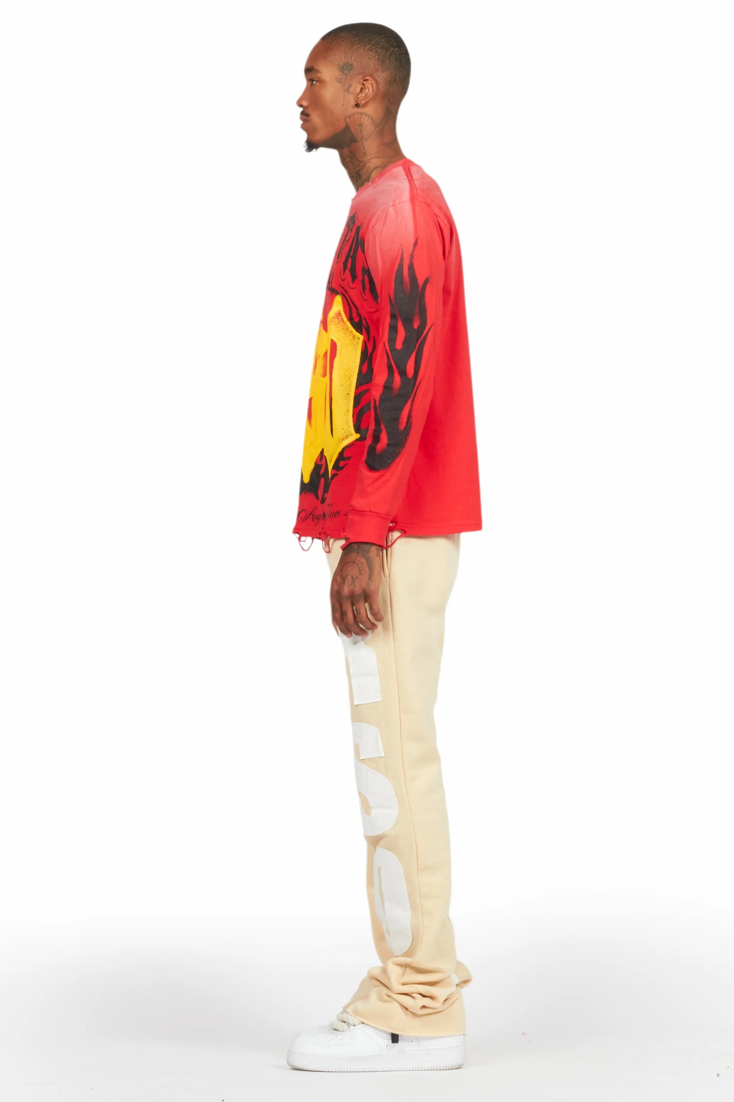 Boaz Red Long Sleeve Graphic T-Shirt