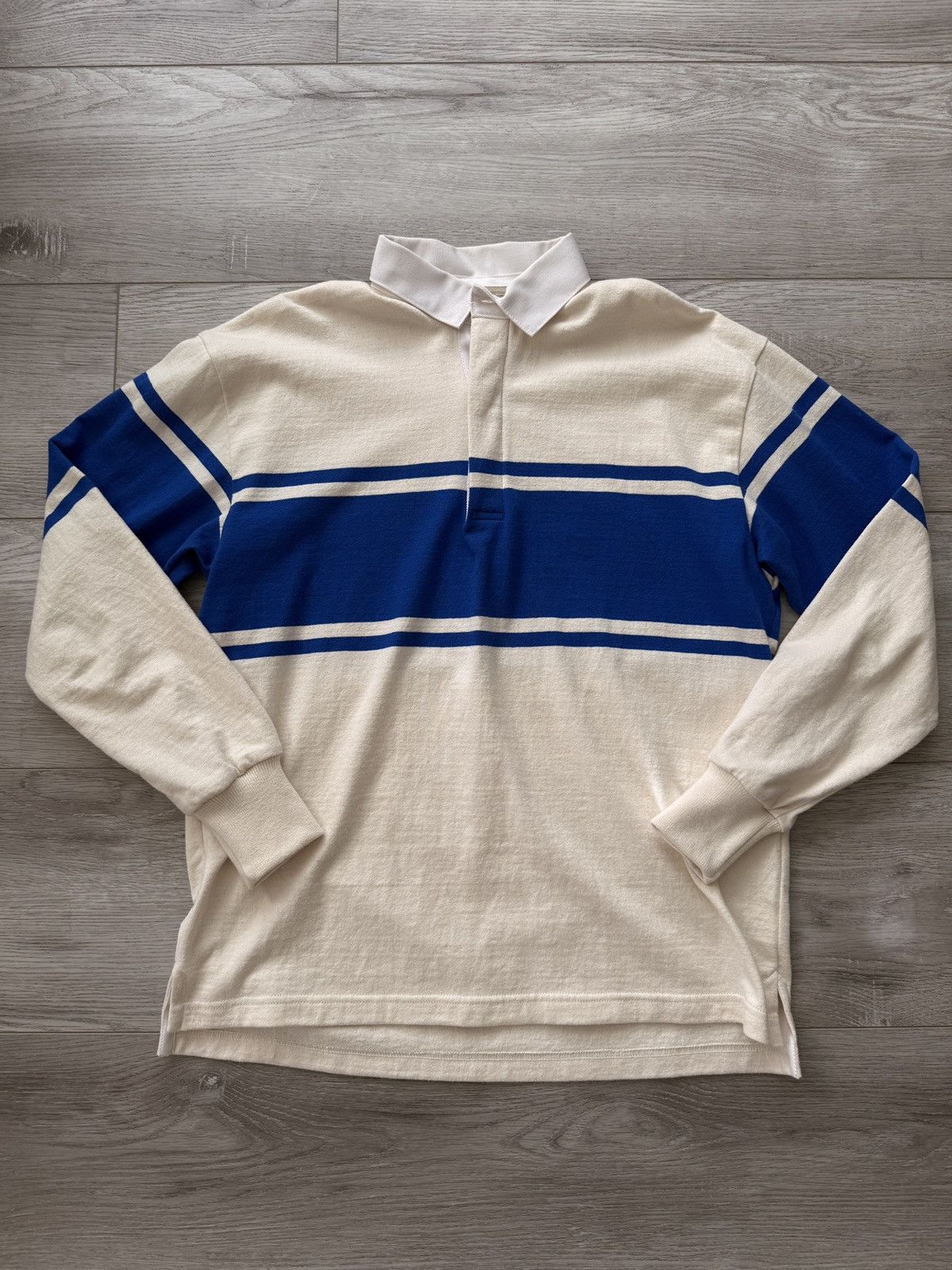 1920 Dehen 1920 Rugby Polo Knit Stripe Top Cream Made In Usa