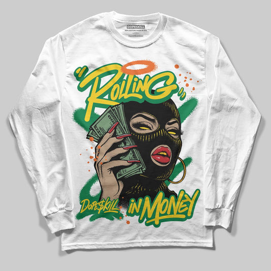 Green Collection DopeSkill Long Sleeve T-Shirt Rolling in Money Graphic