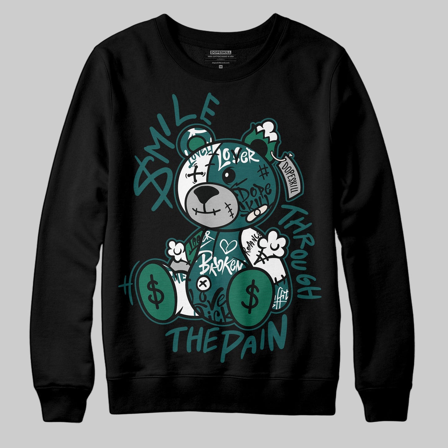 Gel 1130 White Dark Neptune DopeSkill Sweatshirt Smile Through The Pain Graphic