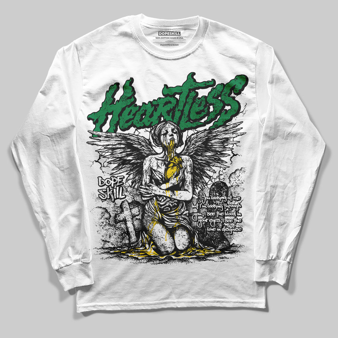 Green Collection DopeSkill Long Sleeve T-Shirt Heartless Graphic