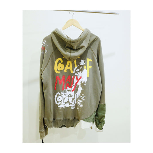 ARMY GREEN FRAGMENT HOODIE - Greg Lauren X Brandon Lake Style001