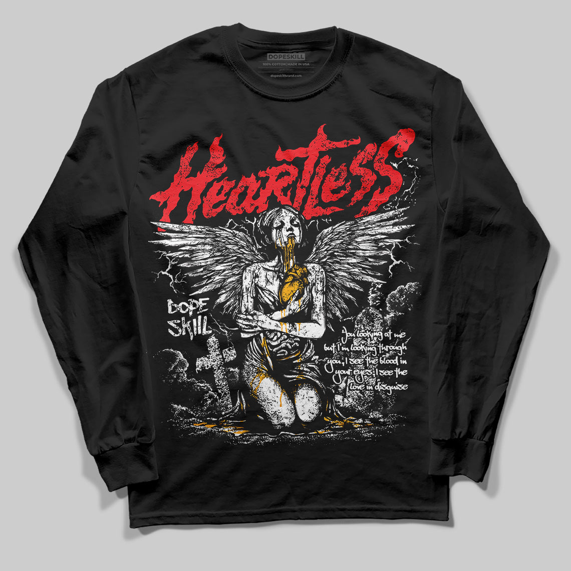 Red Collection DopeSkill Long Sleeve T-Shirt Heartless Graphic