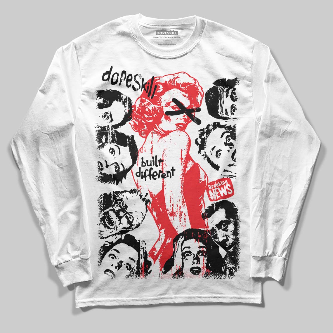 Red Collection DopeSkill Long Sleeve T-Shirt Built Different Graphic