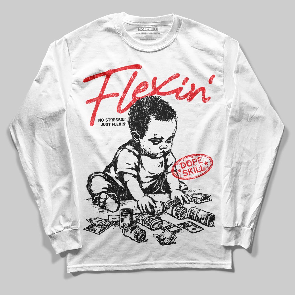 Red Collection DopeSkill Long Sleeve T-Shirt Flexin' Graphic