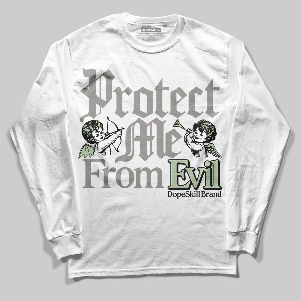 Seafoam 4s 2025 DopeSkill Long Sleeve T-Shirt Protect Me From Evil Graphic