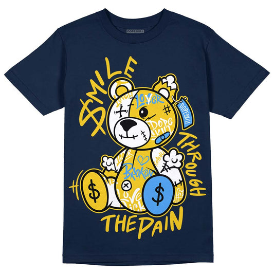 Michigan Dunks DopeSkill Midnight Navy T-Shirt Smile Through The Pain Graphic