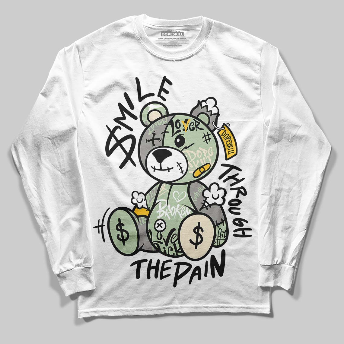 Seafoam 4s 2025 DopeSkill Long Sleeve T-Shirt Smile Through The Pain Graphic
