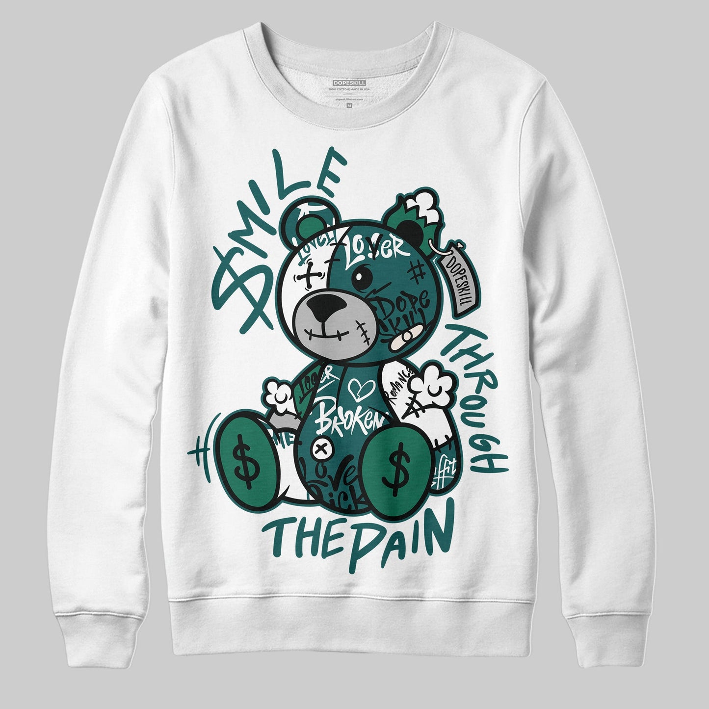 Gel 1130 White Dark Neptune DopeSkill Sweatshirt Smile Through The Pain Graphic