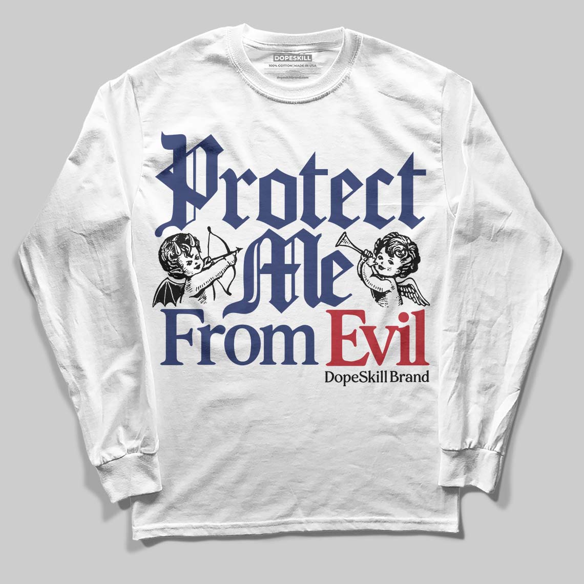 Rare Air Deep Royal Blue 1s DopeSkill Long Sleeve T-Shirt Protect Me From Evil Graphic