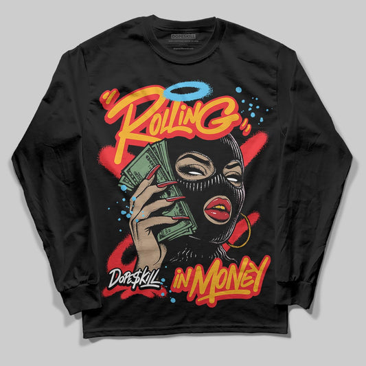 Red Collection DopeSkill Long Sleeve T-Shirt Rolling in Money Graphic
