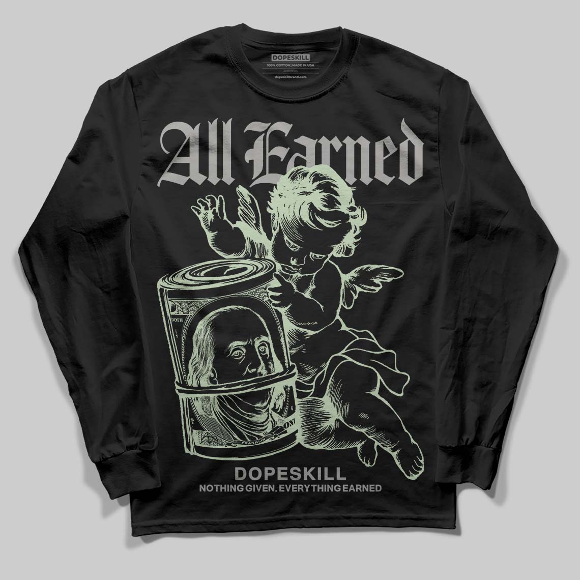 Seafoam 4s 2025 DopeSkill Long Sleeve T-Shirt All Earned Graphic