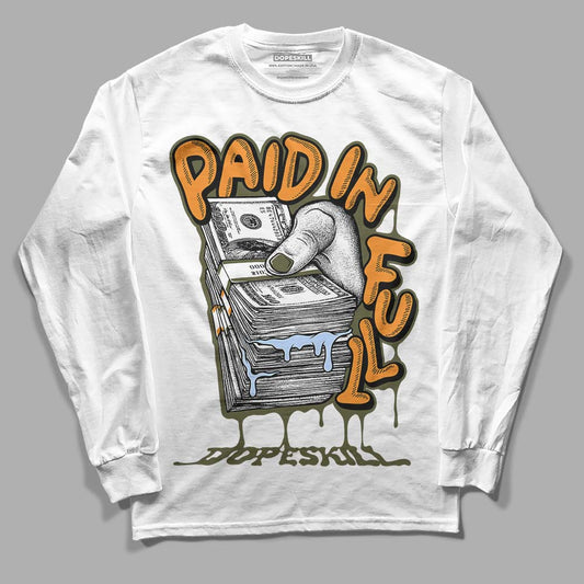 Olive 5s DopeSkill Long Sleeve T-Shirt Paid In Full Graphic