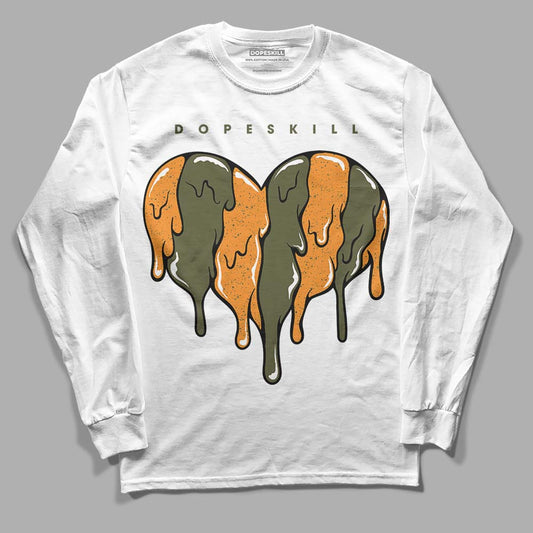 Olive 5s DopeSkill Long Sleeve T-Shirt Slime Drip Heart Graphic