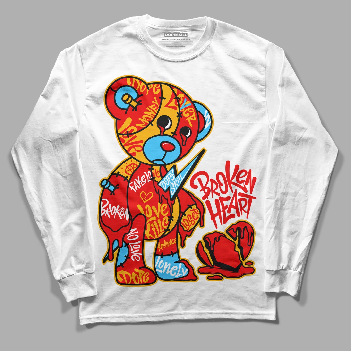 Red Collection DopeSkill Long Sleeve T-Shirt Broken Heart Graphic