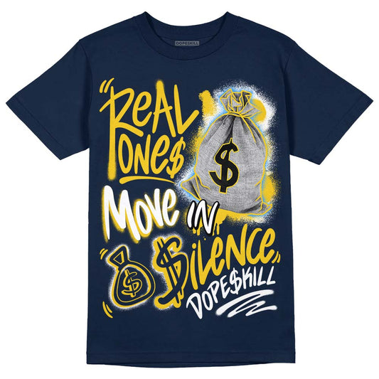 Michigan Dunks DopeSkill Midnight Navy T-Shirt Real Ones Move In Silence Graphic