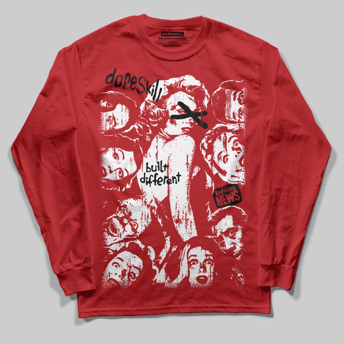 Red Collection DopeSkill Long Sleeve T-Shirt Built Different Graphic