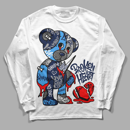 Midnight Navy 3s DopeSkill Long Sleeve T-Shirt Broken Heart Graphic