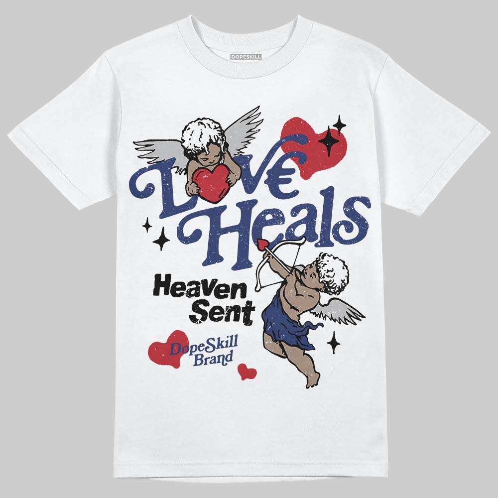 Rare Air Deep Royal Blue 1s DopeSkill T-Shirt New Love Heals Graphic