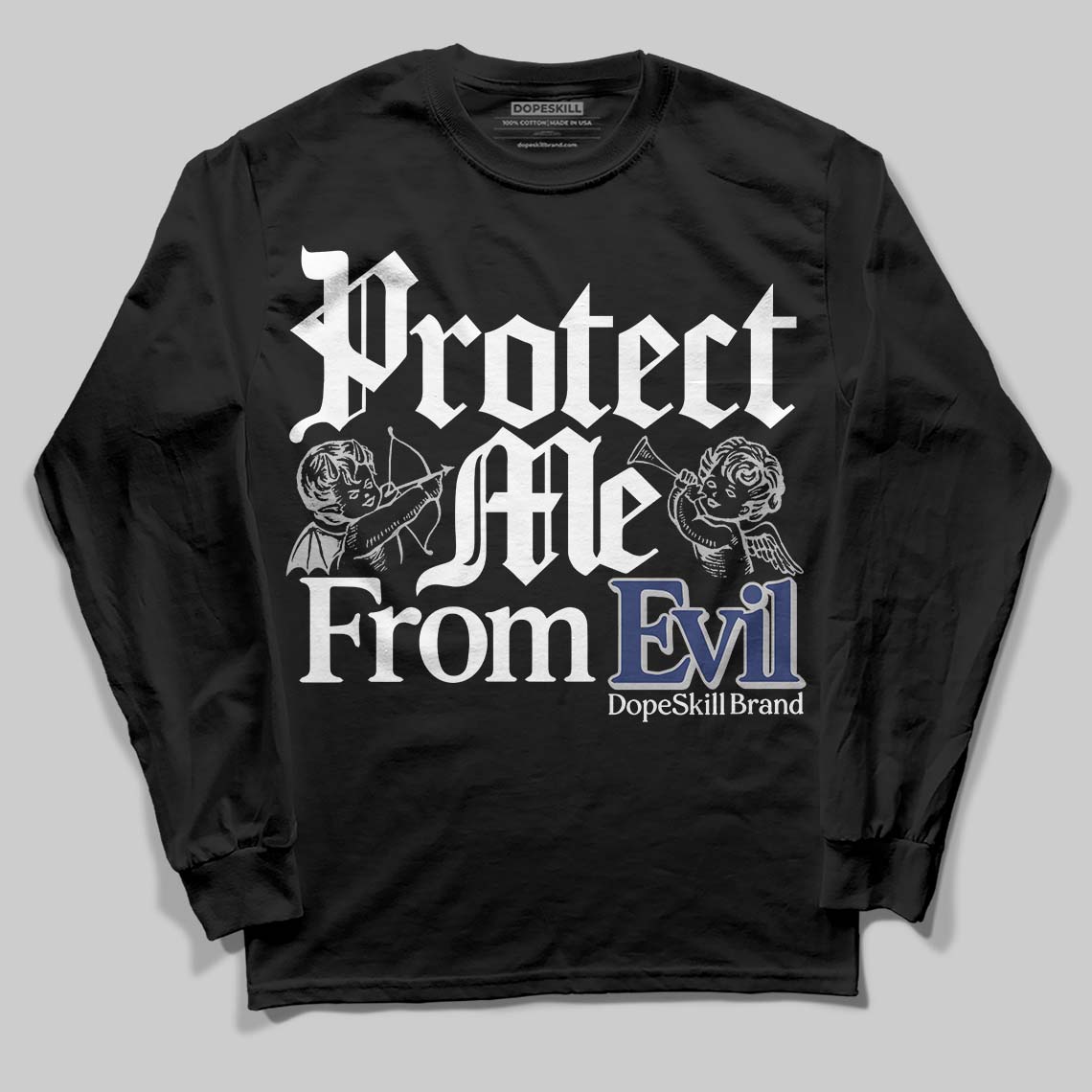 Rare Air Deep Royal Blue 1s DopeSkill Long Sleeve T-Shirt Protect Me From Evil Graphic