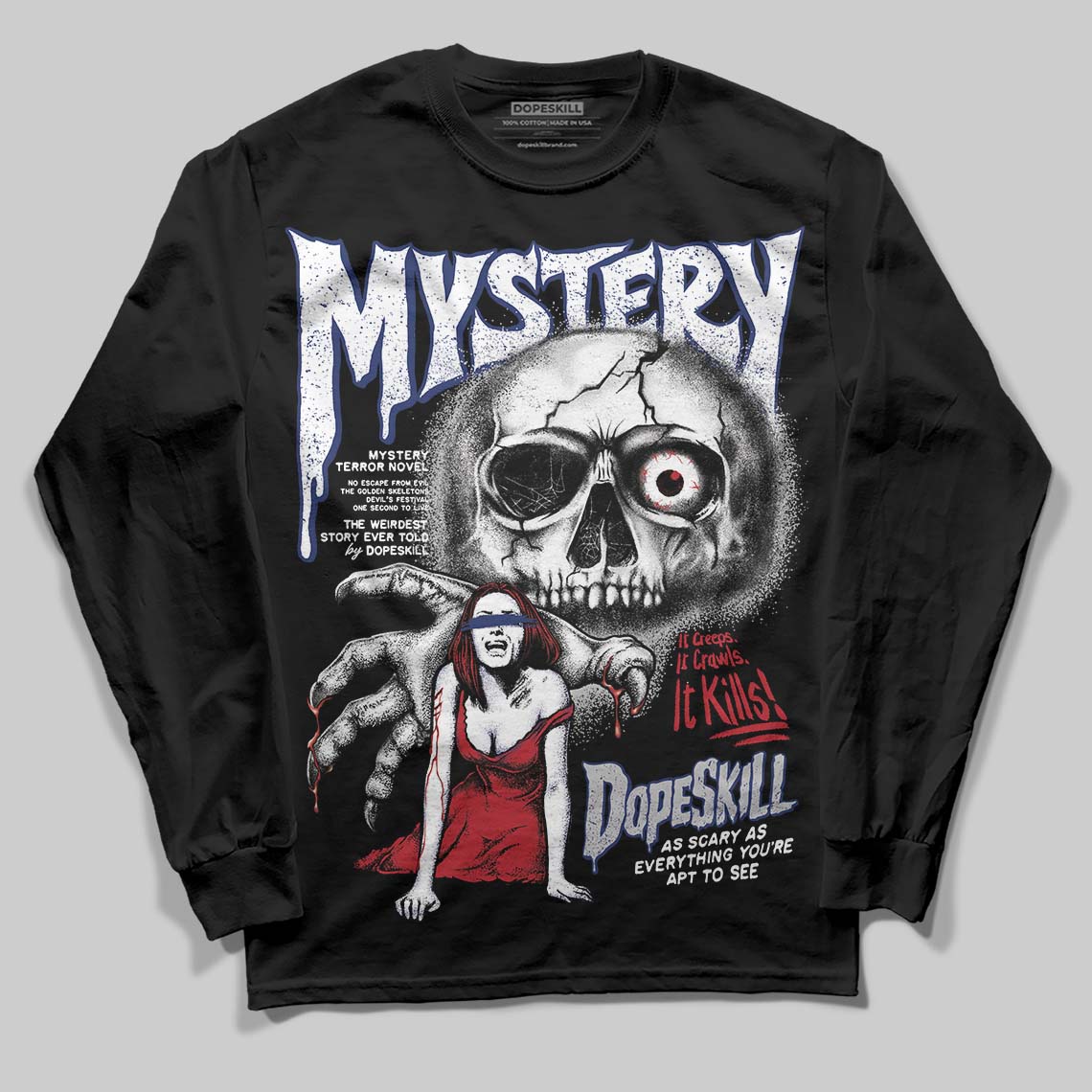 Rare Air Deep Royal Blue 1s DopeSkill Long Sleeve T-Shirt Mystery Ghostly Grasp Graphic