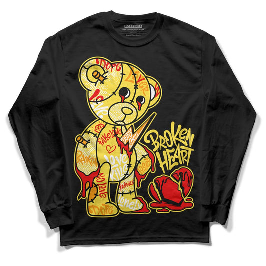 Yellow Snakeskin 11s DopeSkill Long Sleeve T-Shirt Broken Heart Graphic