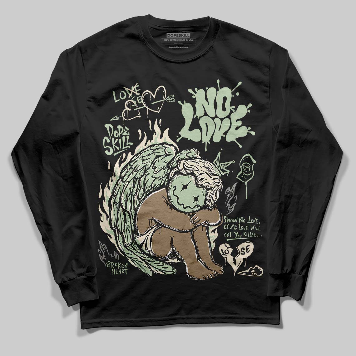 Seafoam 4s 2025 DopeSkill Long Sleeve T-Shirt No Love Graphic