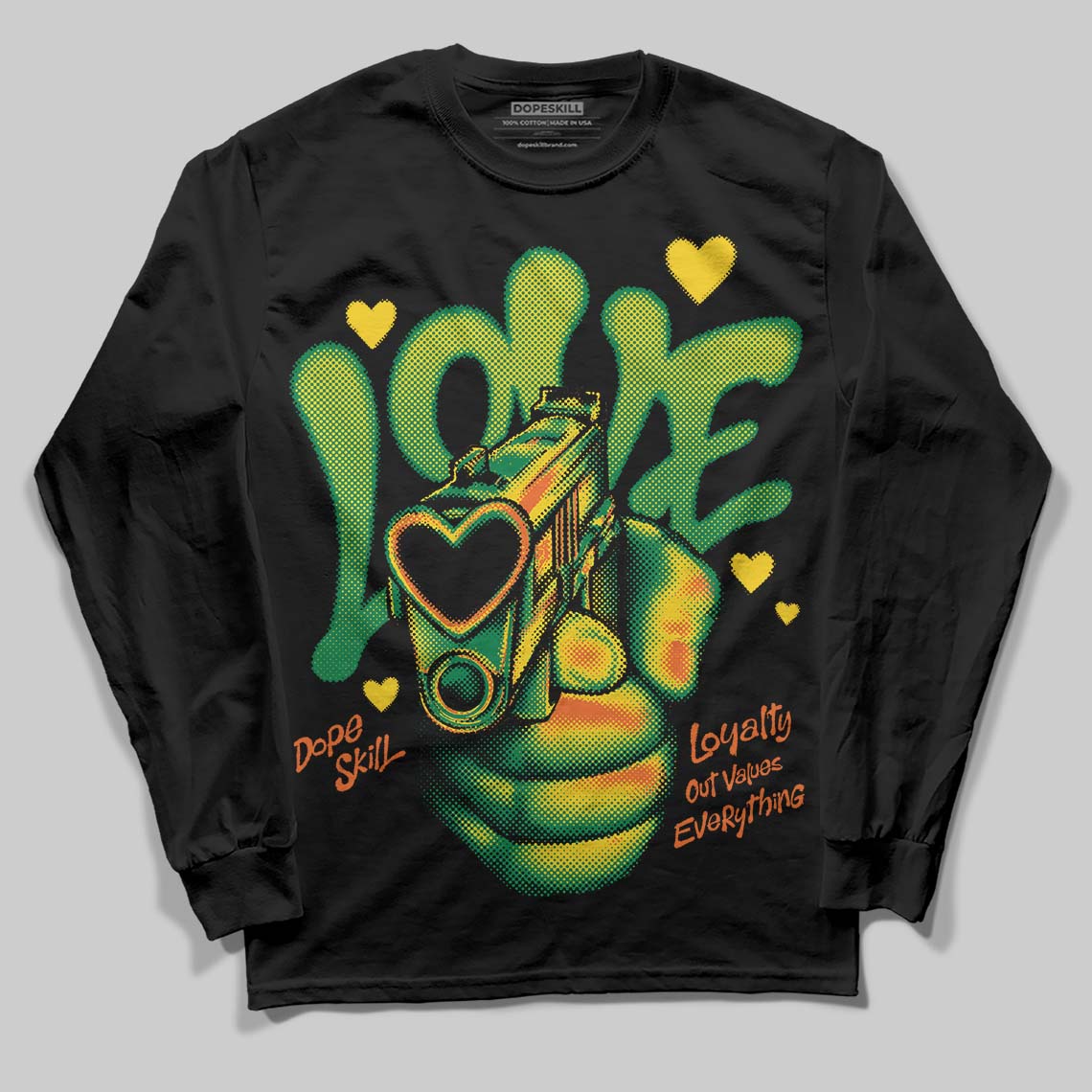 Green Collection DopeSkill Long Sleeve T-Shirt Love Shot Graphic