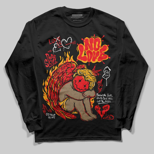 Red Collection DopeSkill Long Sleeve T-Shirt No Love Graphic