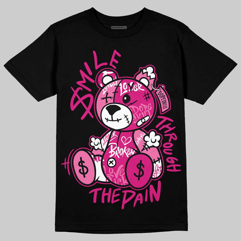 Rick RO Pink Leather Sneakers DopeSkill T-Shirt Smile Through The Pain Graphic