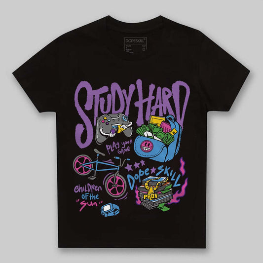 PURPLE Collection DopeSkill Toddler Kids T-shirt Study Hard Graphic