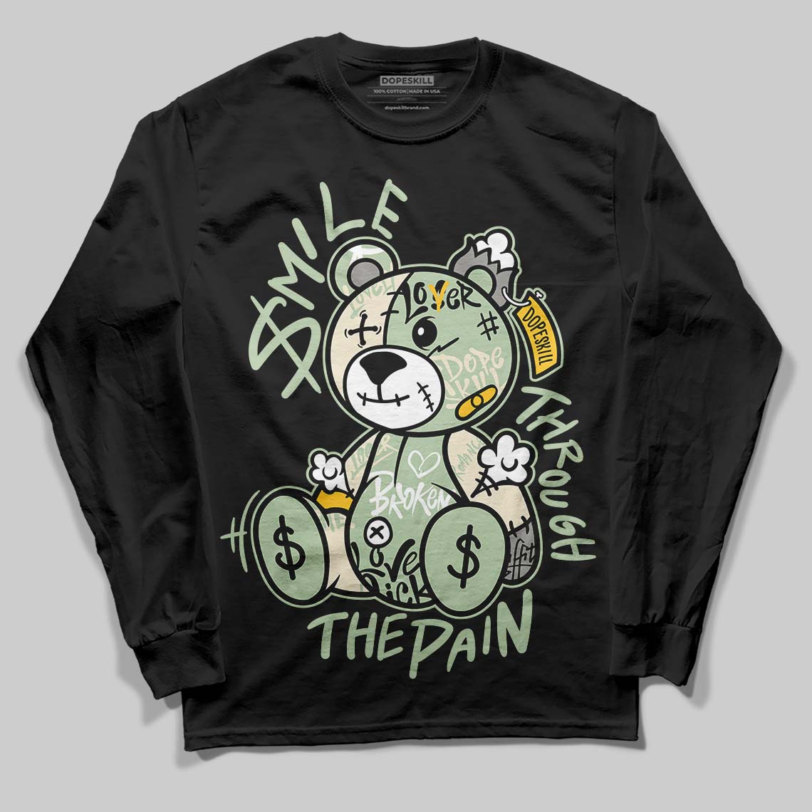 Seafoam 4s 2025 DopeSkill Long Sleeve T-Shirt Smile Through The Pain Graphic