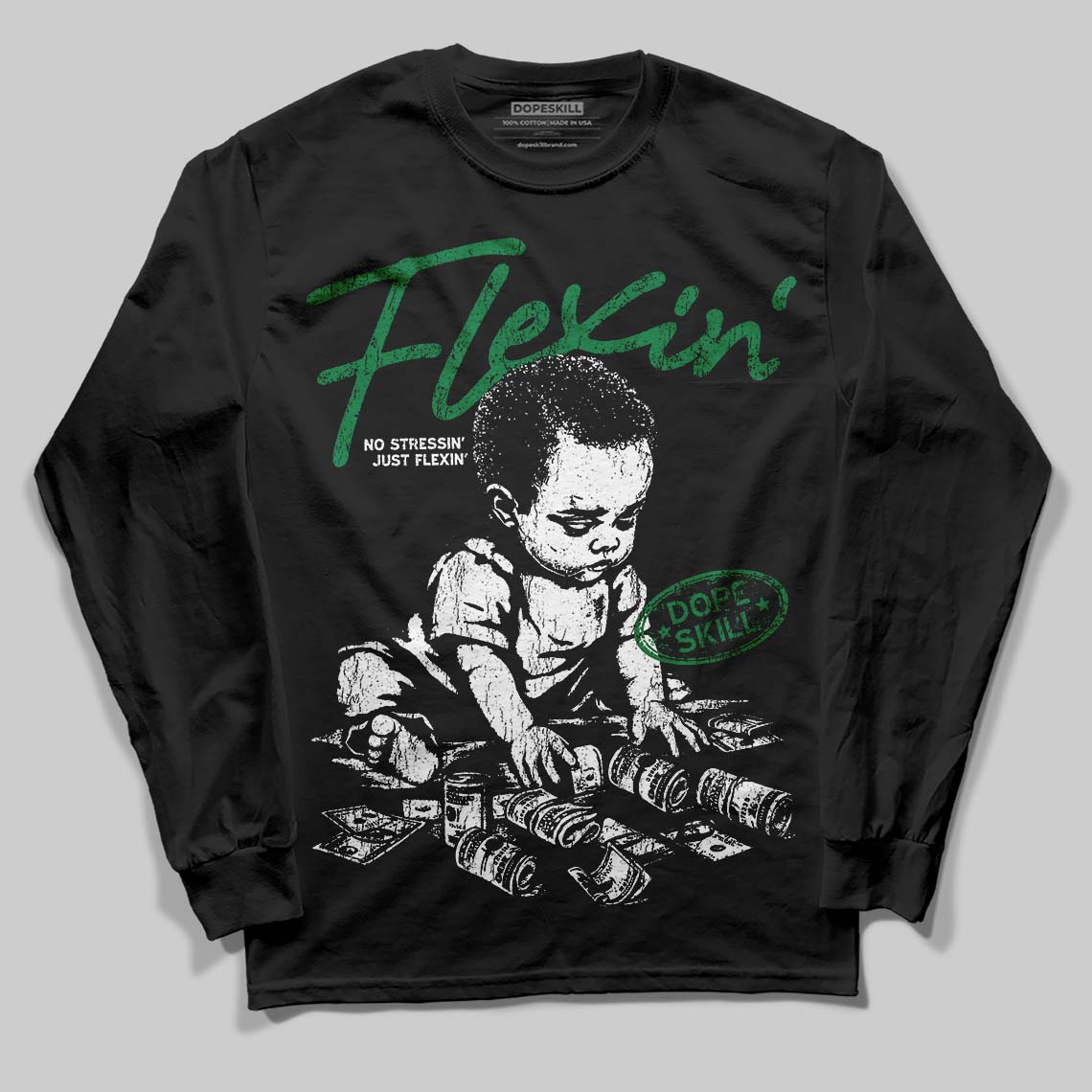 Green Collection DopeSkill Long Sleeve T-Shirt Flexin' Graphic