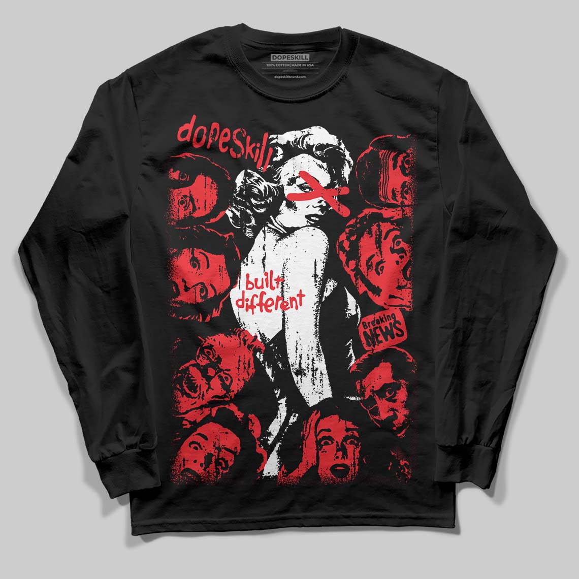 Red Collection DopeSkill Long Sleeve T-Shirt Built Different Graphic
