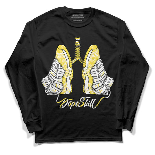 Yellow Snakeskin 11s DopeSkill Long Sleeve T-Shirt Breathe Graphic