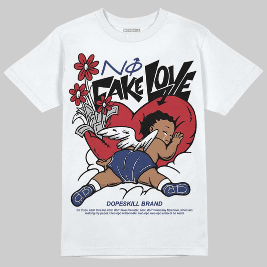 Rare Air Deep Royal Blue 1s DopeSkill T-Shirt No Fake Love Graphic