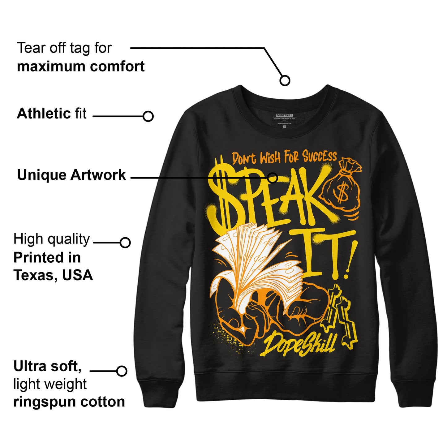 Yellow Ochre 6s DopeSkill Sweatshirt Speak It Graphic