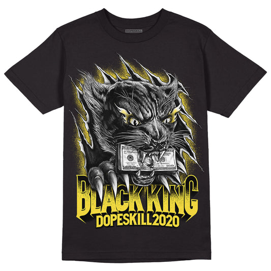 Yellow Snakeskin 11s DopeSkill T-Shirt Black King Graphic