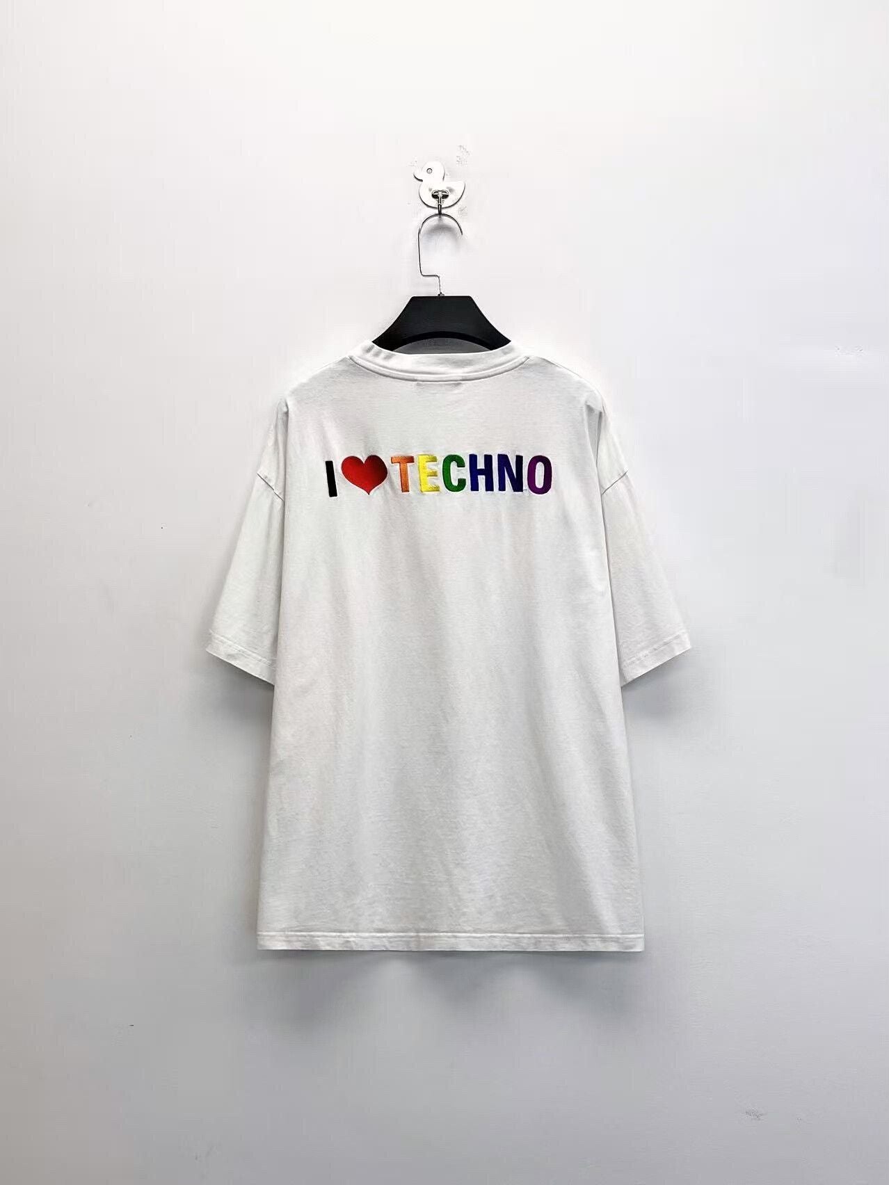 Balenciaga Tech Tee White With Logo Embroidery