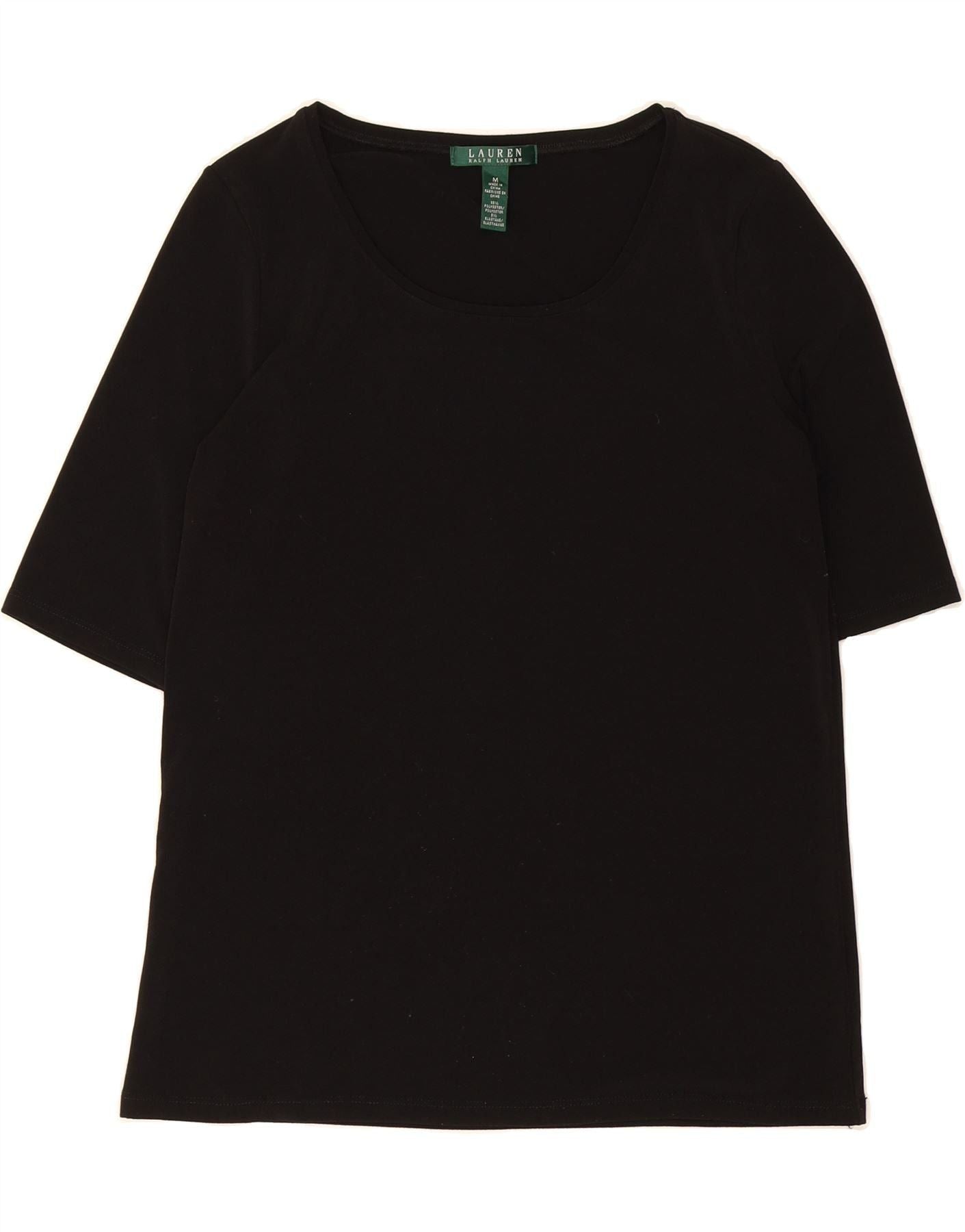 Ralph Lauren Womens T Shirt Top Uk 14 Medium Black Polyester