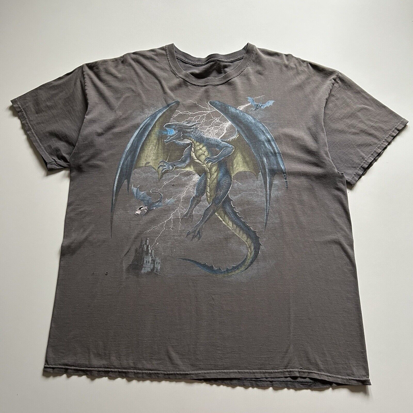 Vintage Y2k Magic Dragon Art T Shirt Size Xl Sun Faded Rare Hoodie, Sweatshirt | FlexRushtees.com