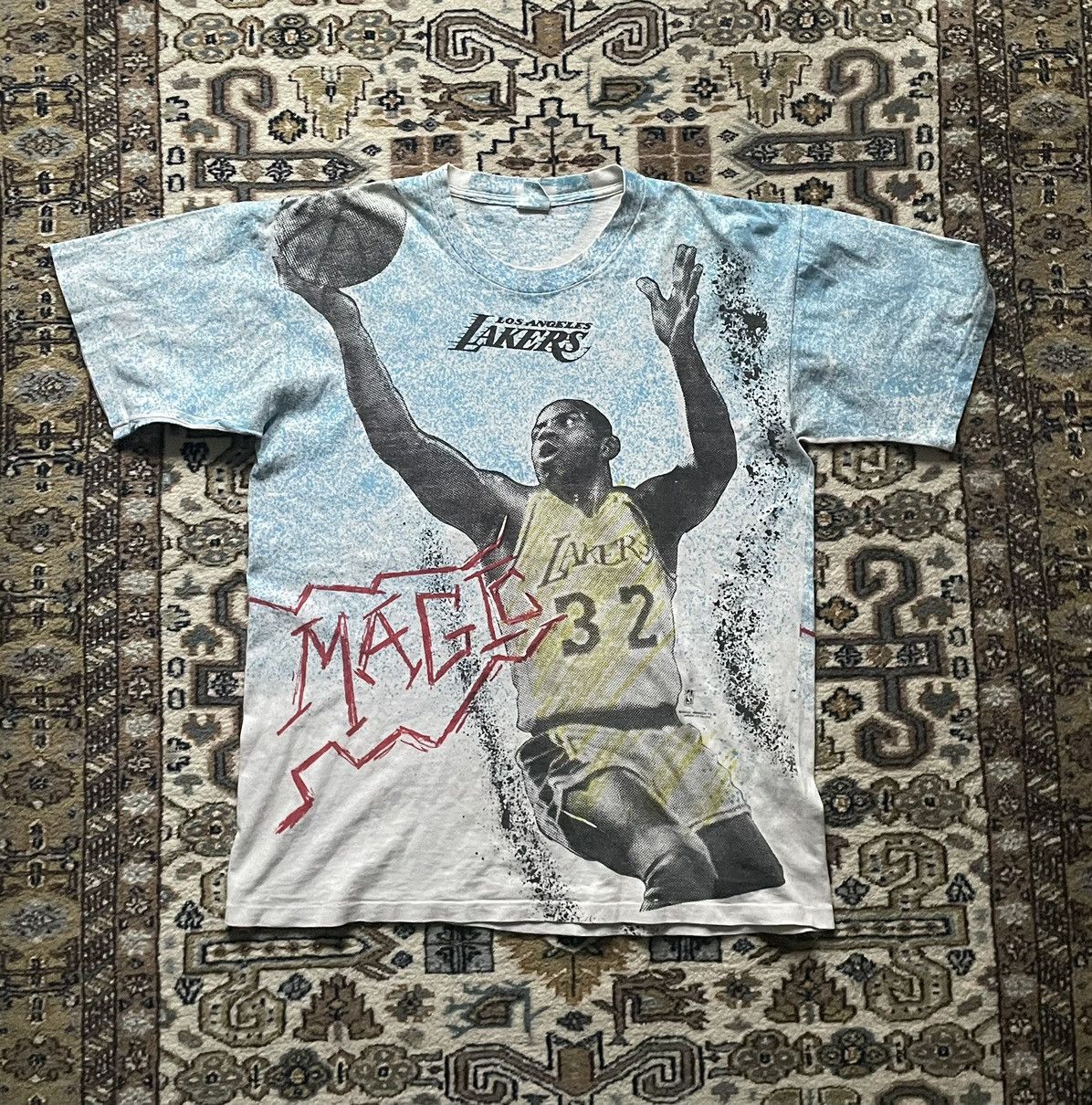Vintage Magic Johnson All Over Print Aop Tee Lakers Nba Hoodie, Sweatshirt | FlexRushtees.com
