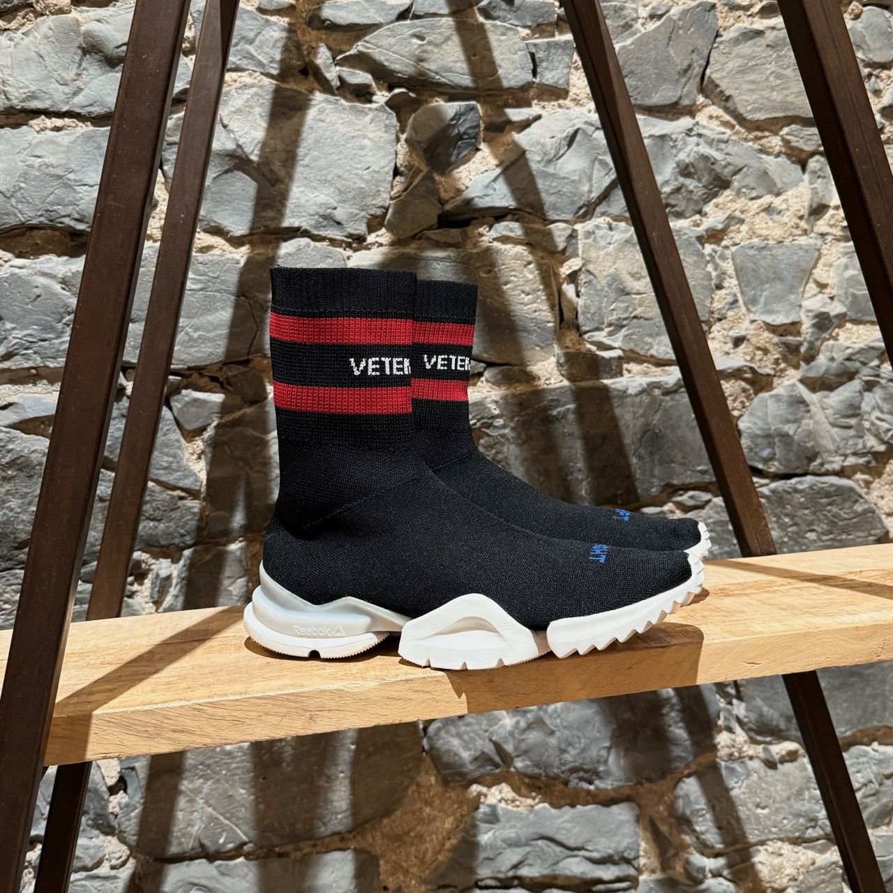 Vetements X Reebok Black Sock Pump Logo High Top Sneakers
