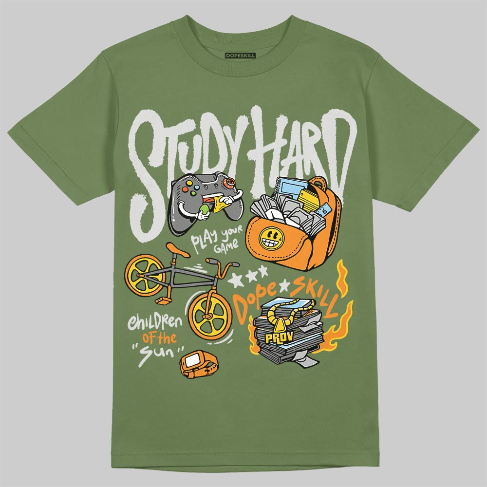 Olive Collection DopeSkill T-Shirt Study Hard Graphic