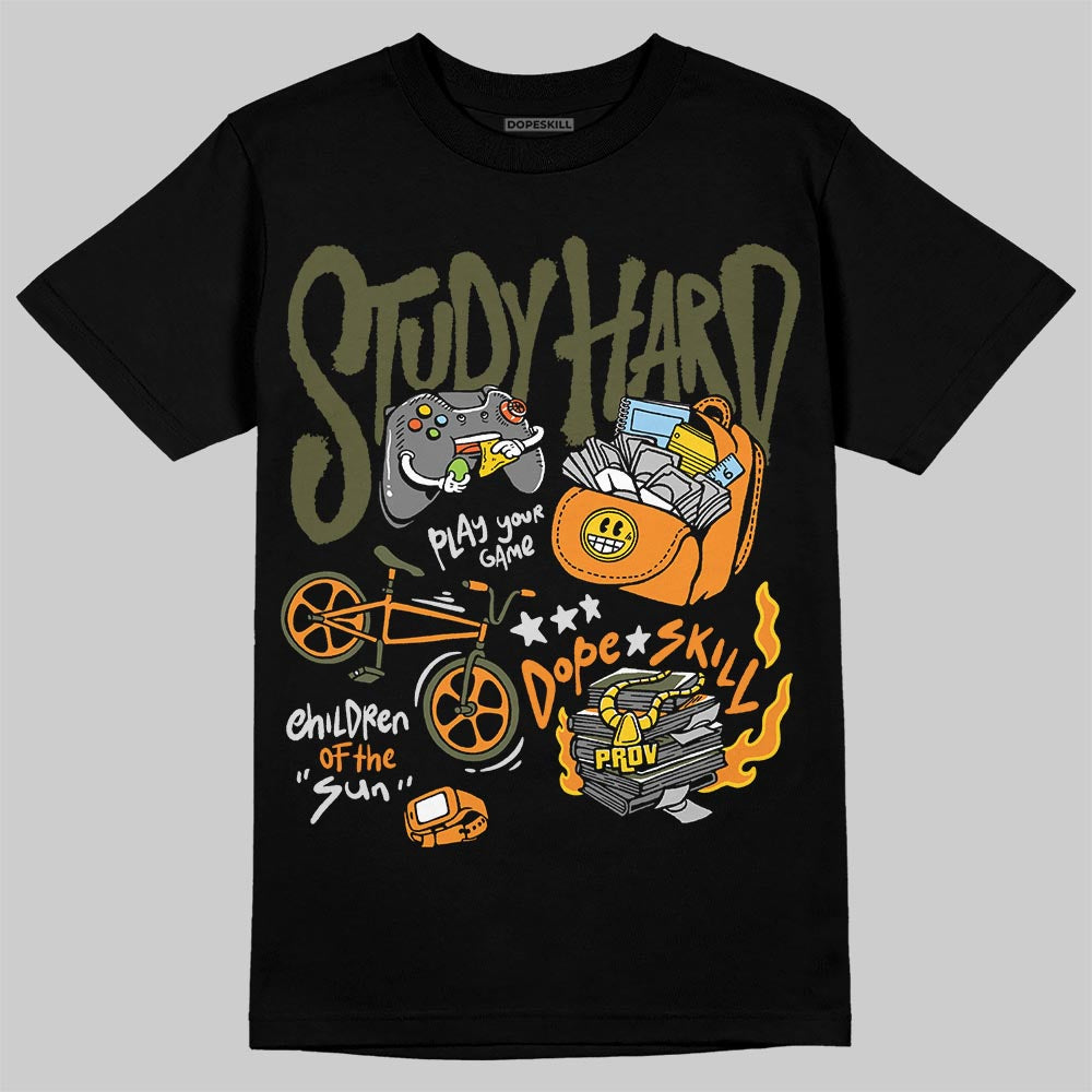 Olive Collection DopeSkill T-Shirt Study Hard Graphic