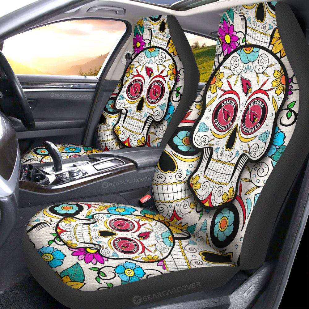 Arizona Cardinals Car Seat Covers Custom Sugar Skull Car Accessories