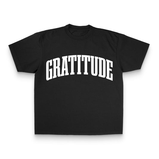 Collegiate Gratitude Tee - Black Style001