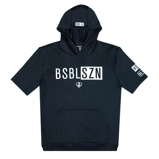 BSBL-SZN Youth Short Sleeve Hoodie V3 - Black/White