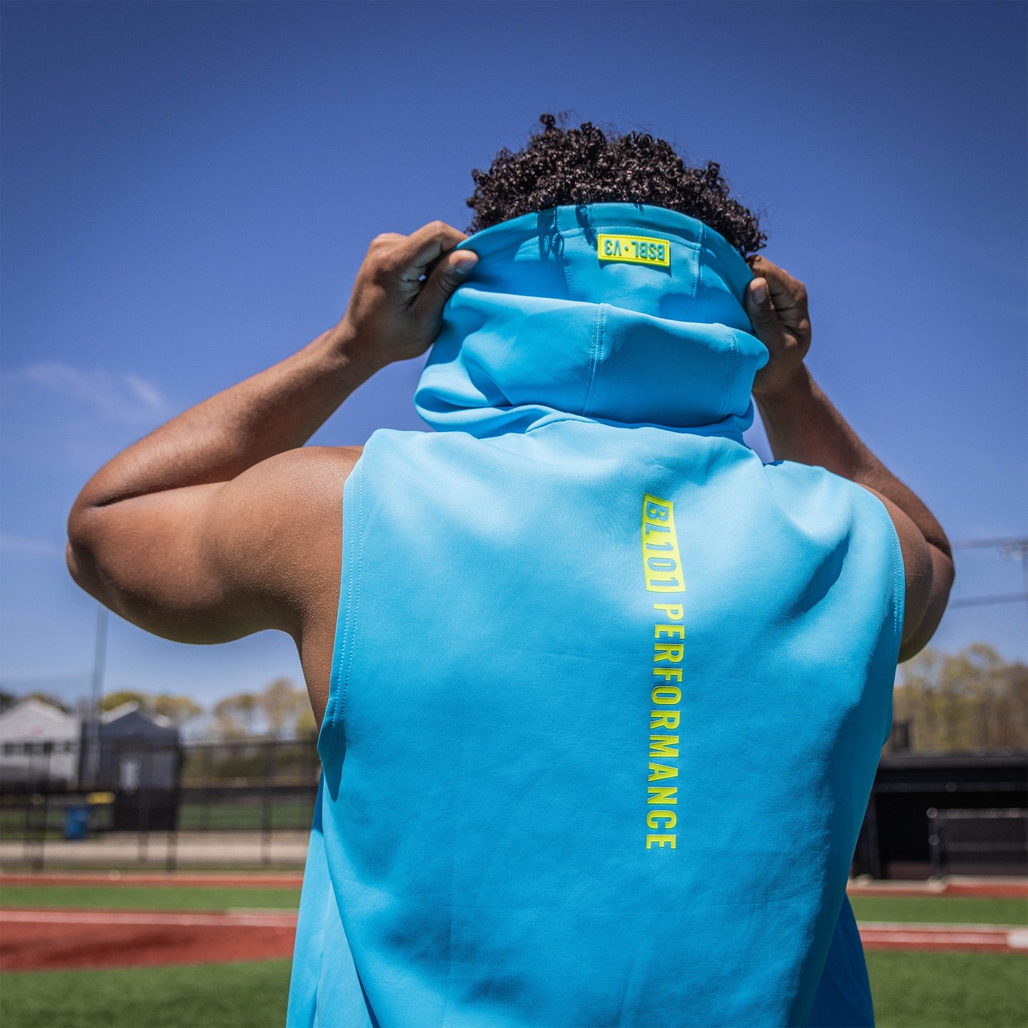 BSBL-SZN Youth Sleeveless Hoodie V3 - Highlighter Blue