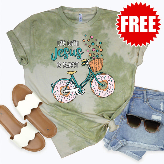 Life With Jesus Tee - Tie Dye Basil Haze - 0